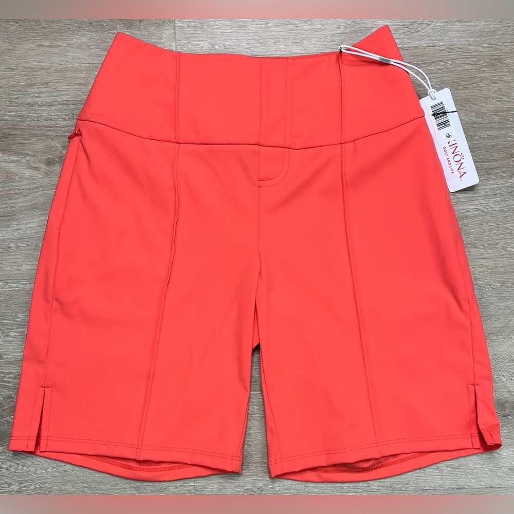 Kinona Golf Shorts Coral Red Golf Glove Friendly Trim Fit Stretchn